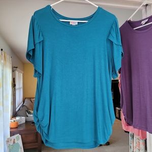 LuLaRoe "Olive" top in Cerulean Blue